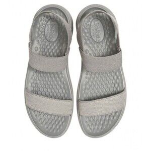 Crocs Shoes Women Size 9W Gray Strappy Ankle Strap Sandals NEW